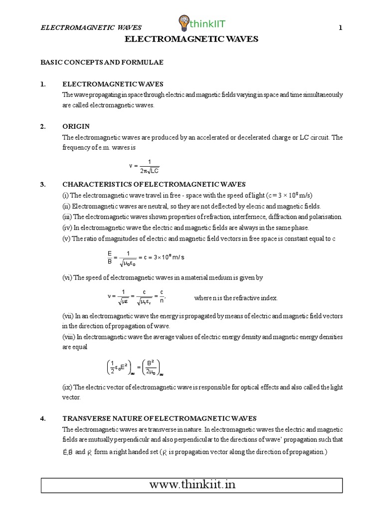 5 - Electromagnetic Waves PDF | PDF | Electromagnetic Radiation | Waves