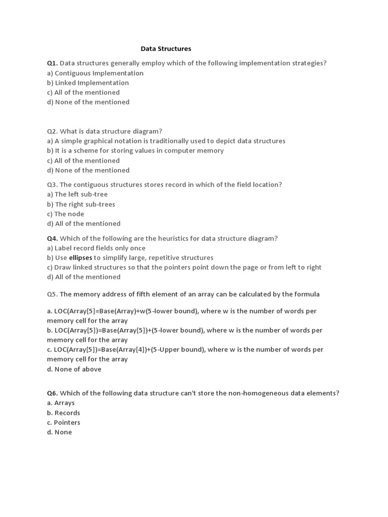 Data Structures: Key Concepts & Questions | PDF | Teaching Methods ...