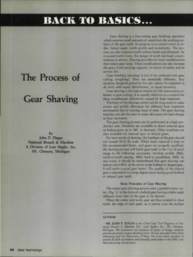 Gear Shaving Process Overview | PDF | Gear | Metalworking
