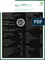 Canteen Price List - Jumeirah Baccalaureate School