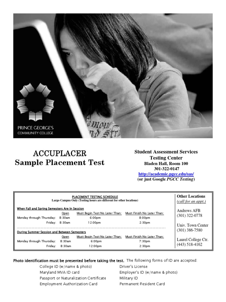 PGCC Accuplacer Sample Test Largo | PDF for Free Accuplacer Practice Test Printable