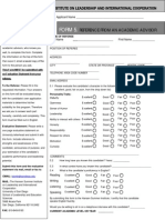 Academic advisor reference form for leadership institute