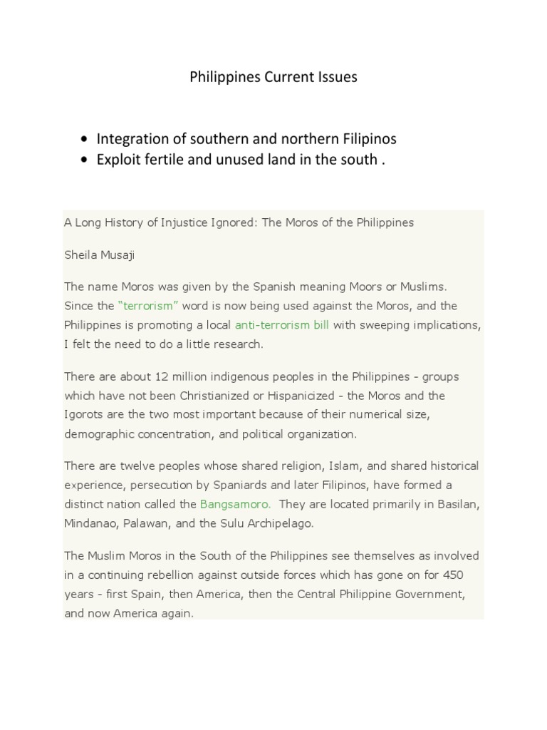 Philippines Current Issues Philippines International Relations