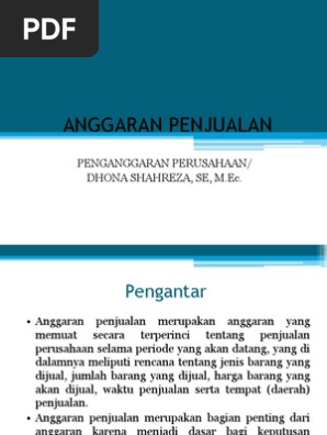 Anggaran Penjualan Ppt