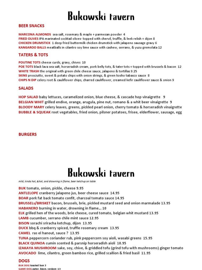 Bukowski Tavern Cambridge Salad Western Cuisine