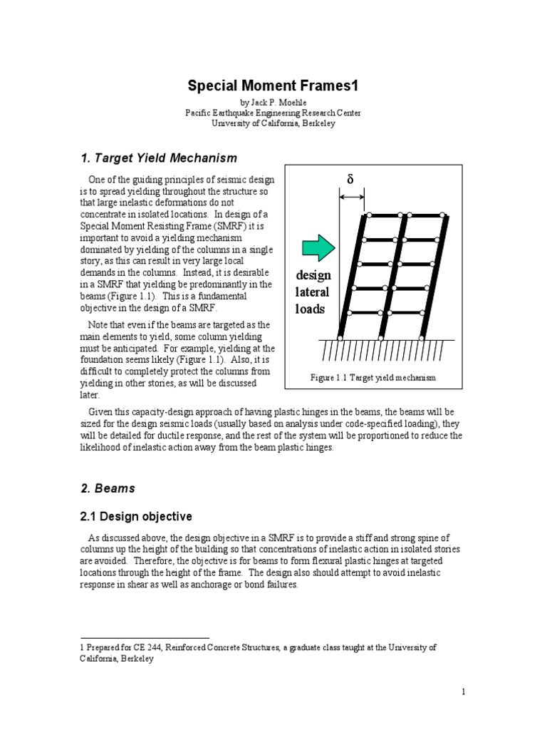 Seismic Design of Special Moment Frames | PDF