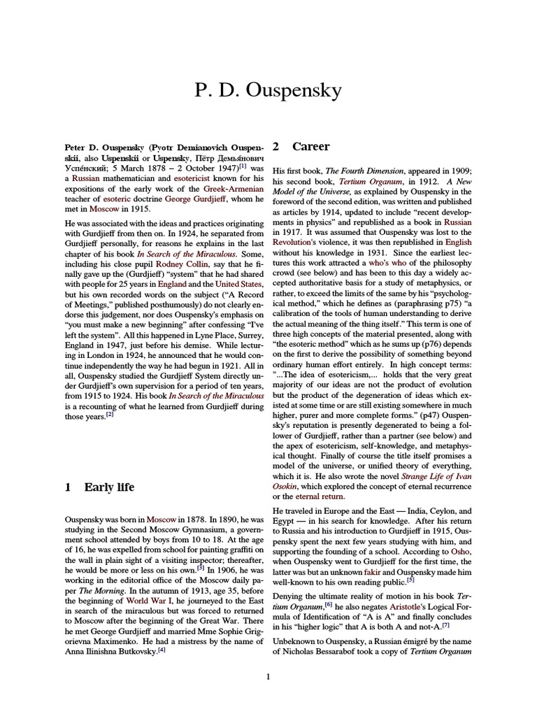 P. D. Ouspensky PDF Esotericism Religion And Belief