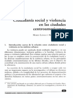 Ciudadanía Social y Violencia en Las Ciudades Centroamericanas