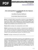 Arte Contemporanea e as Instituicoes de Ar - Ana Maria Pimenta Hoffmann