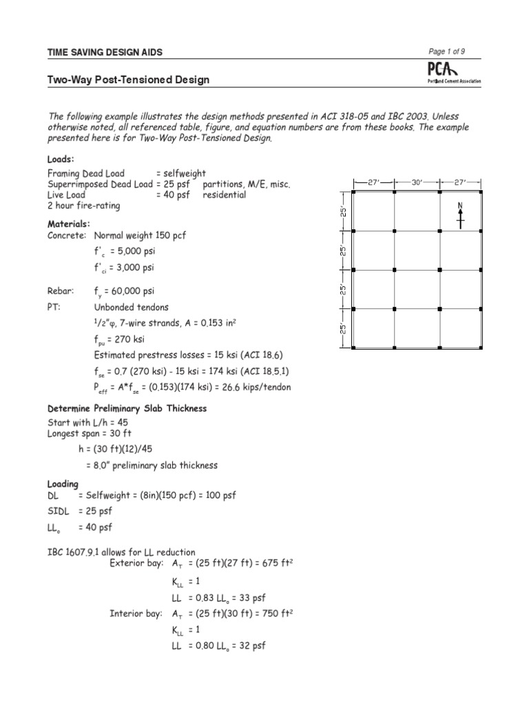 Posttensioned Slab Design Example Prestressed Concrete Structural