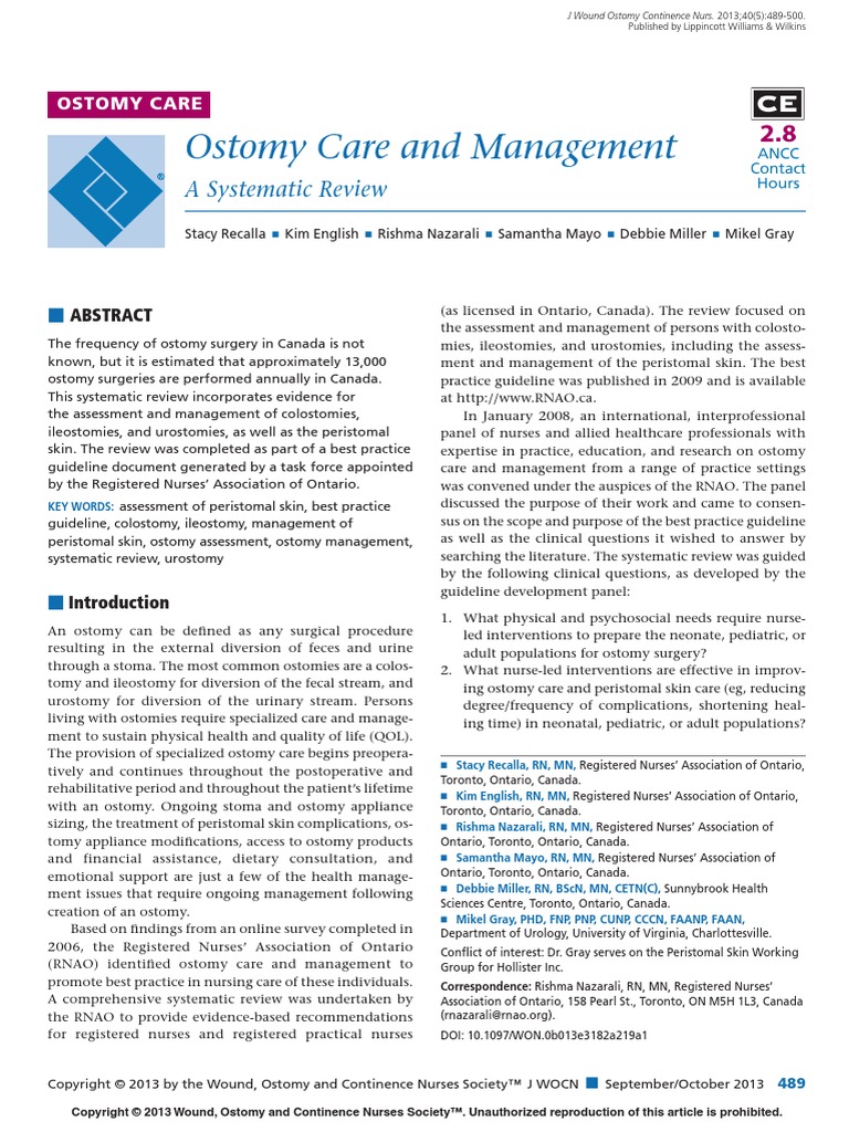 Stoma Care Systematic Review Nursing