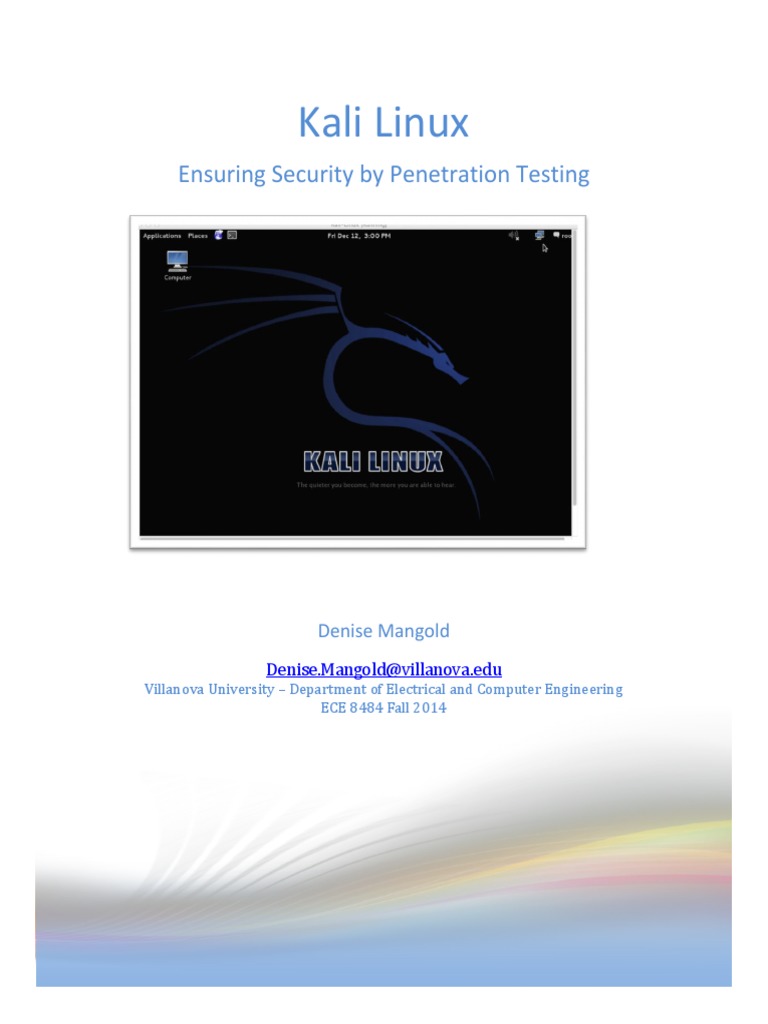 Kali Linux for Penetration Testing Guide | PDF | Computer Security ...