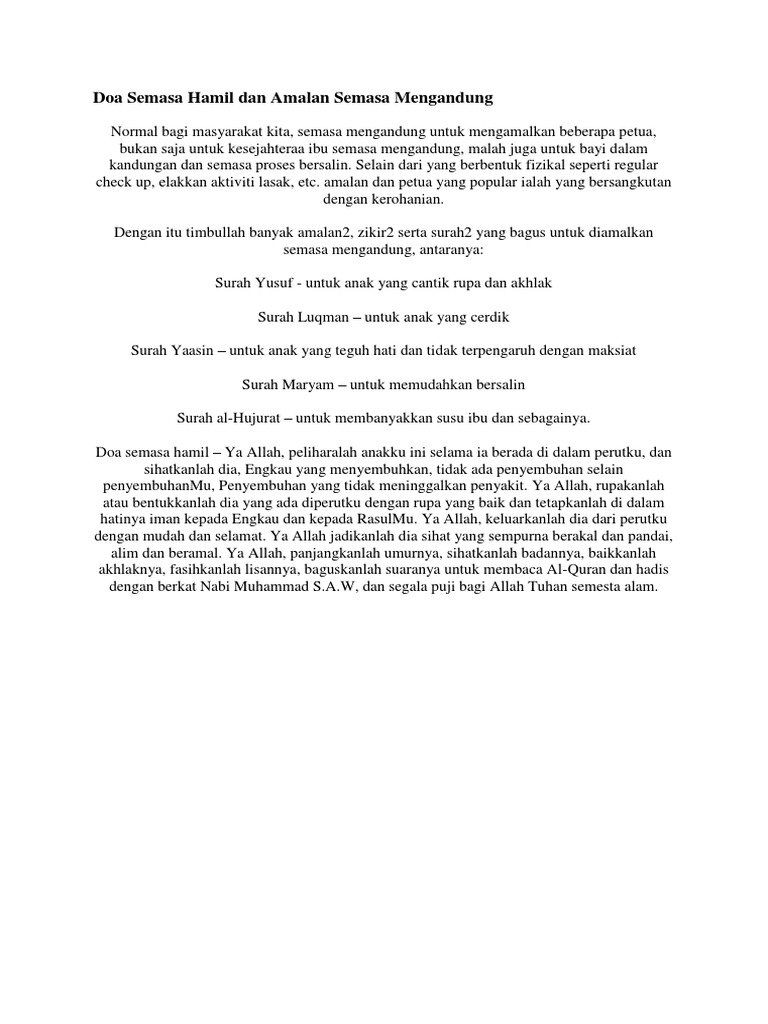 Doa Semasa Hamil Pdf