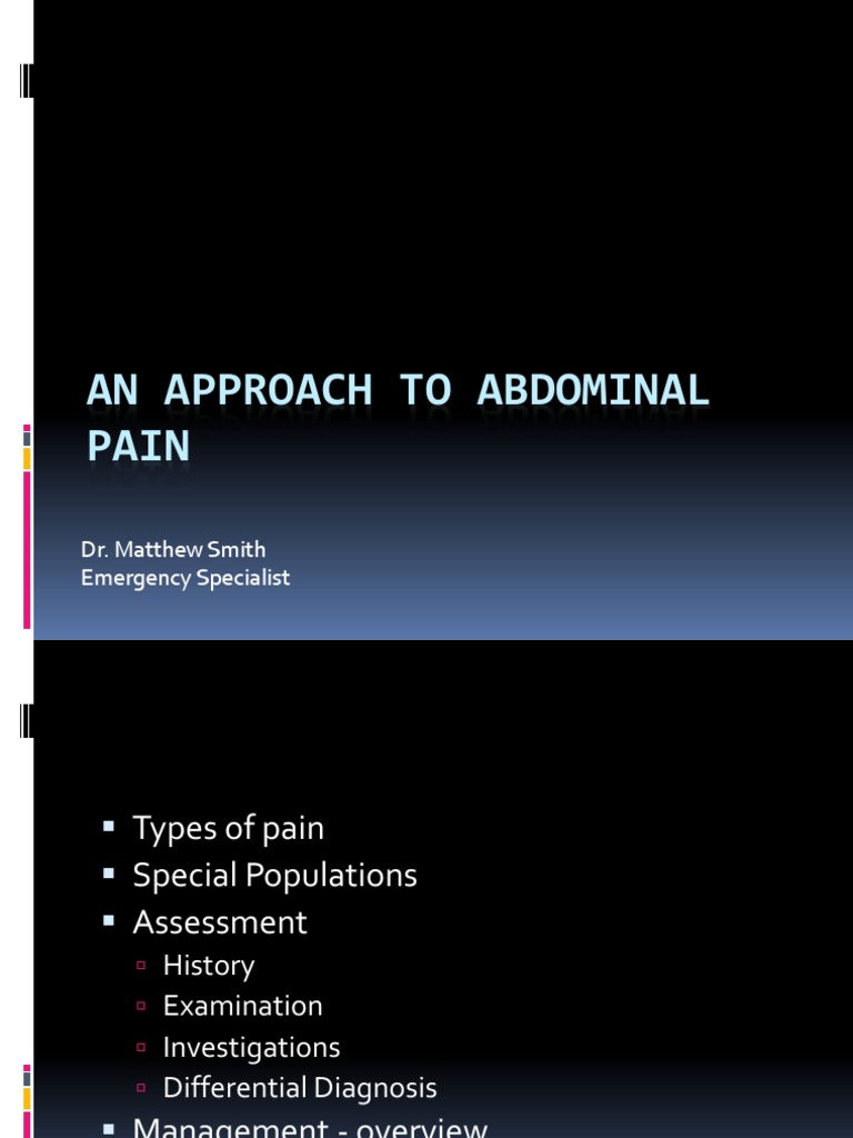Approach To Abdominal Pain in The Ed | PDF | Pain | Diseases And Disorders
