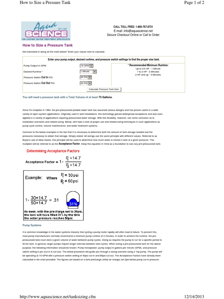 How to Calculate the Proper Size of a Pressure Tank Based on Pump