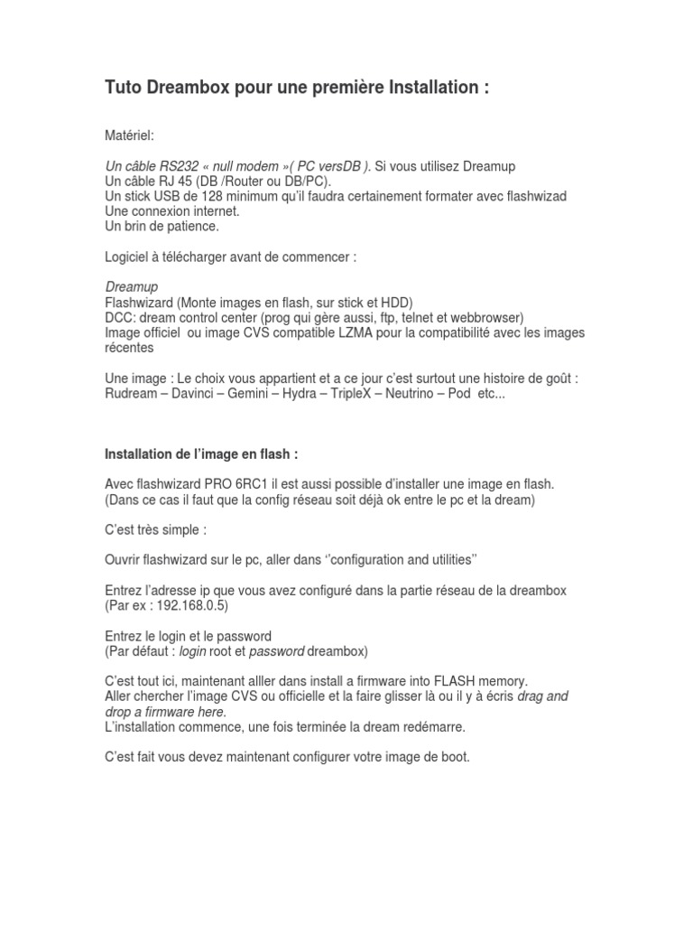 Installation et Configuration Dreambox | PDF | Réseau informatique ...