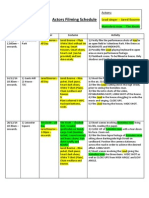 Actors Filming Schedule