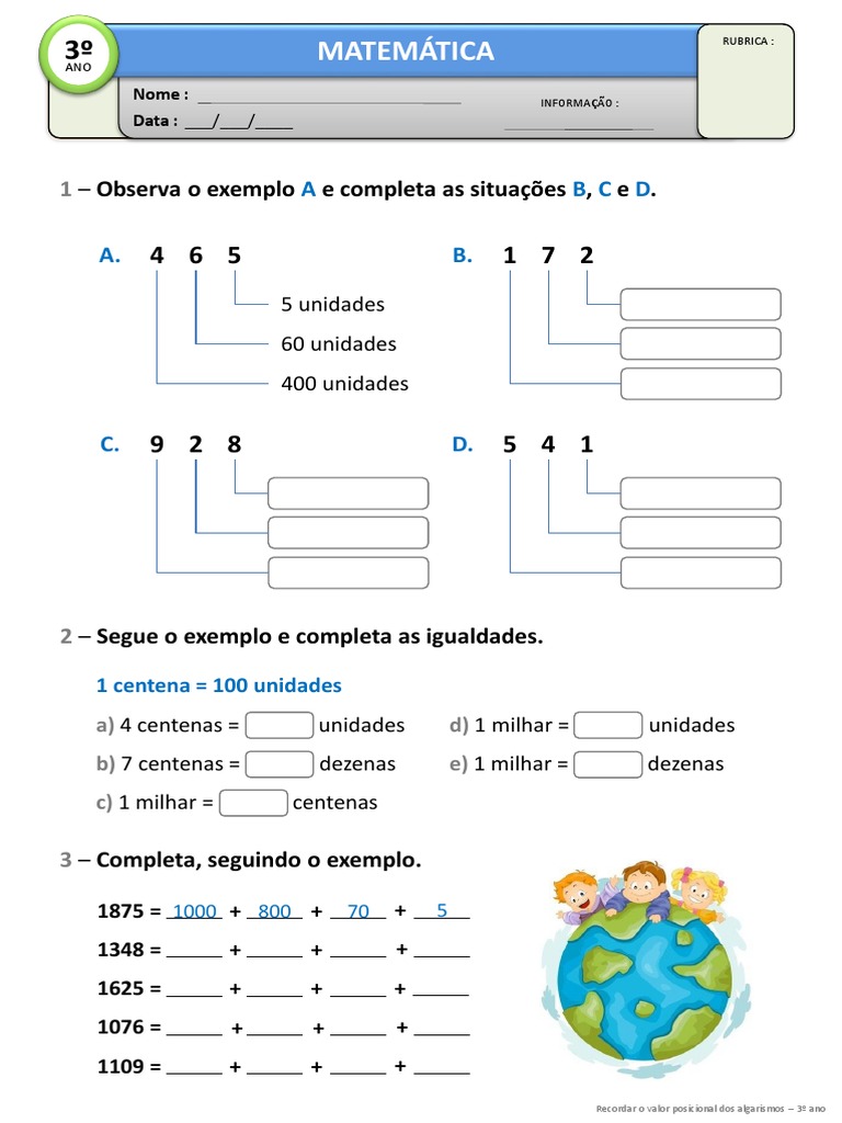 Exercícios - valor posicional dos algarismos | Ciência de Sistemas ...