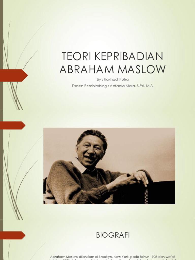 Teori Kepribadian Abraham Maslow By Rakhadi Putra
