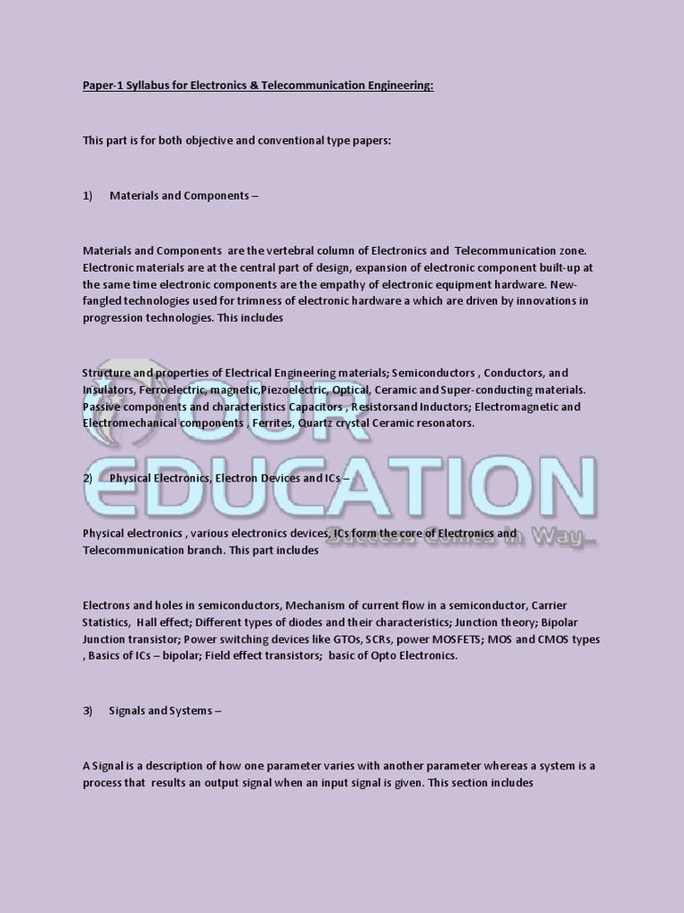 IES Syllabus For ETC | PDF | Electronic Circuits | Microwave