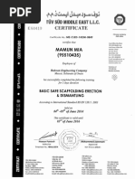 Scaffold Handover Certificate