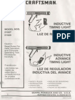 Craftsman Inductive Timing Light Models 21027 21023 Owners Manual PISTOLA de TIEMPOS