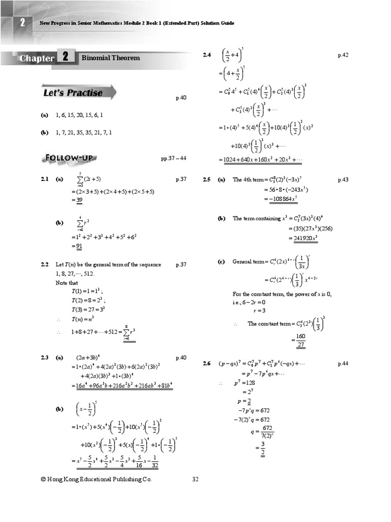 Binomial Theorem: New Progress in Senior Mathematics Module 2 Book 1 ...