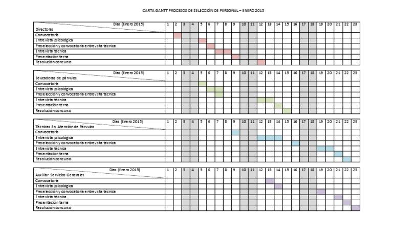 Carta Gantt Procesos de Selección de Personal