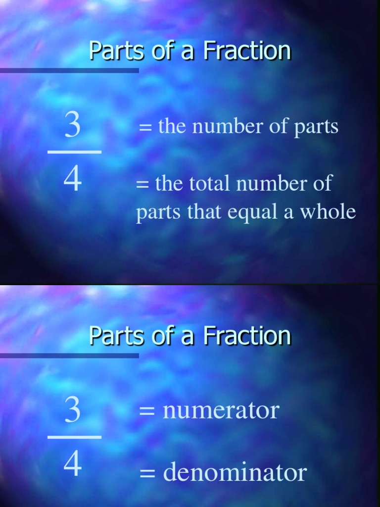 Parts of A Fraction: The Number of Parts The Total Number of Parts That ...
