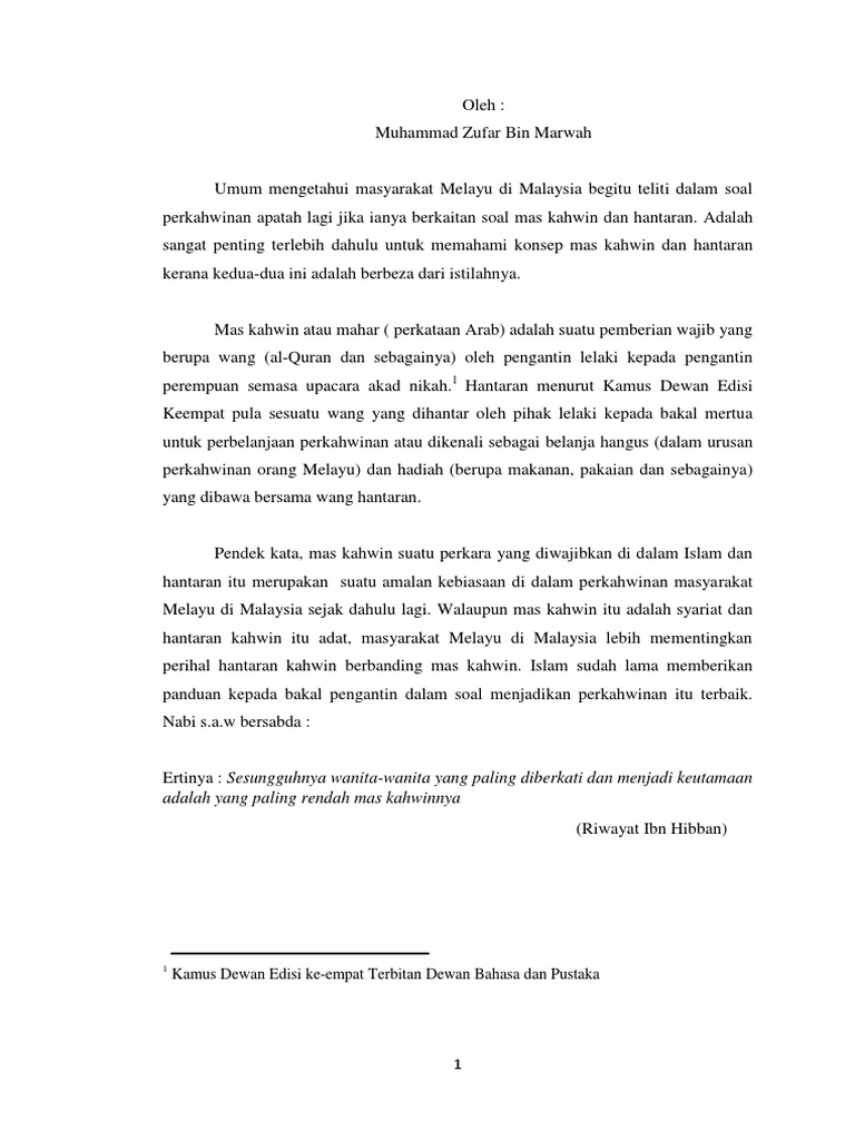 Isu Hantaran Kahwin Tinggi Pdf