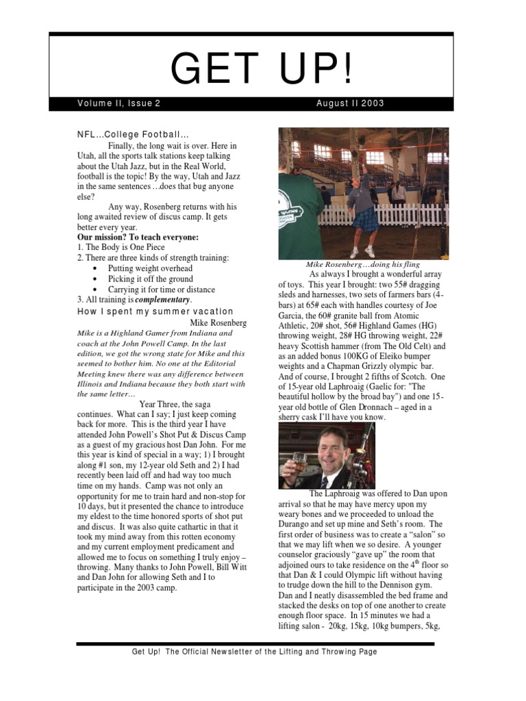 Get Up!: Volume Ii, Issue 2 August Ii 2003 | PDF | Athletic Sports ...