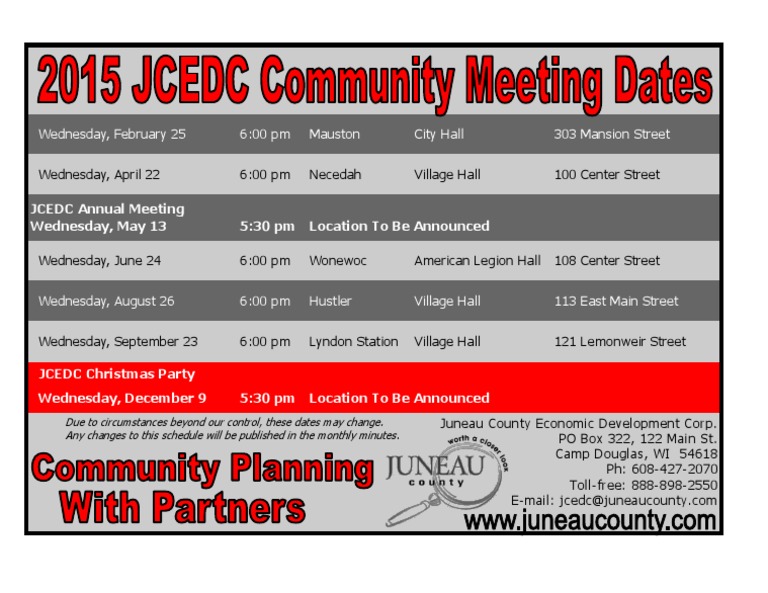 2015 Community Meeting Dates | PDF