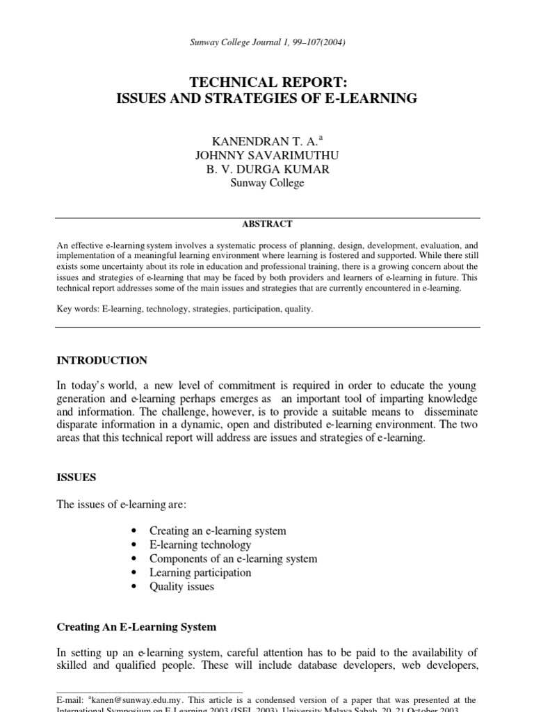 E-Learning Issues and Strategies Report | PDF | Educational Technology ...