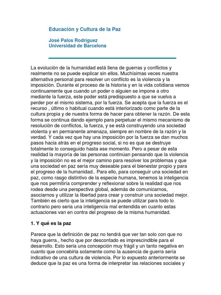 Educación y Cultura de La Paz | PDF | Conflicto (proceso) | utopía