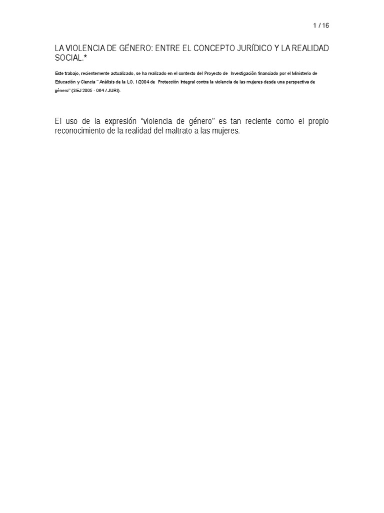 Violencia de Género: Análisis Jurídico y Social | PDF | La violencia ...