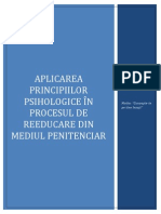 Aplicarea Principiilor Psihologie În Procesul de Reeducare Din Mediul Penitenciar