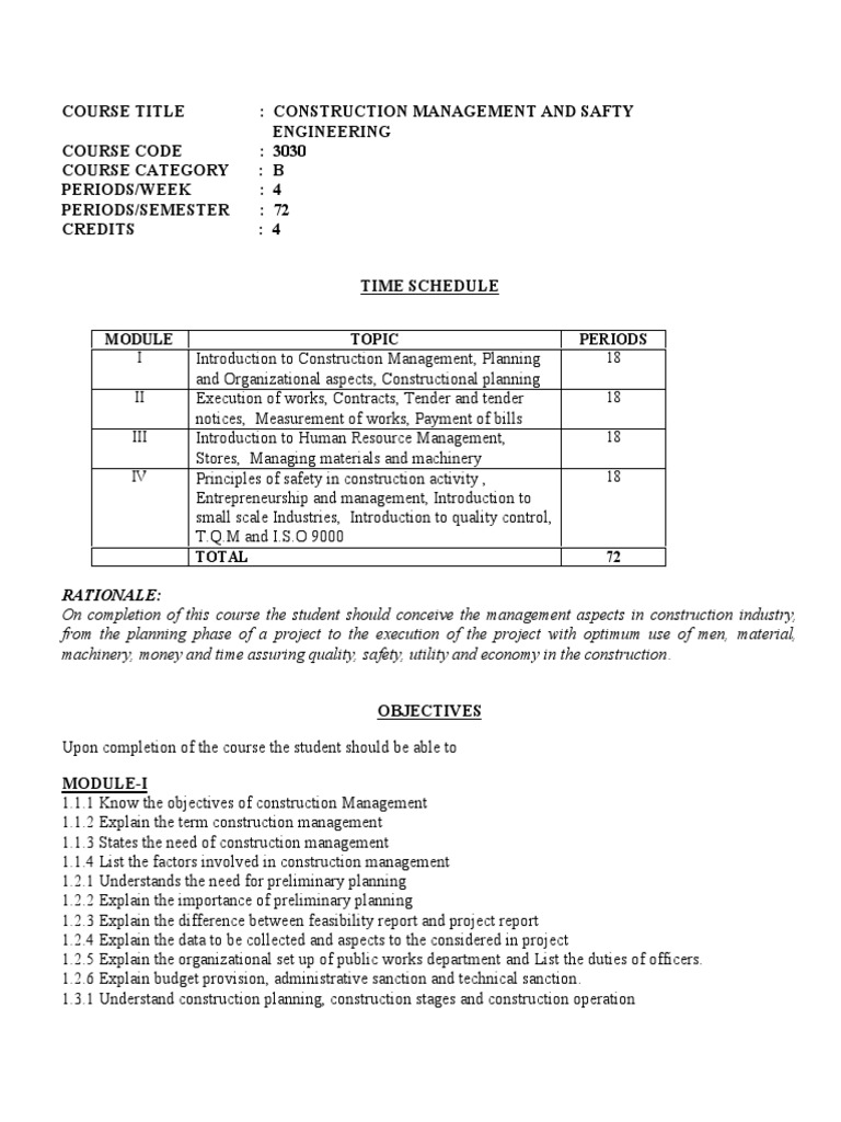 Topic Periods: I 18 II 18 III 18 IV 18 | PDF | Construction Management ...