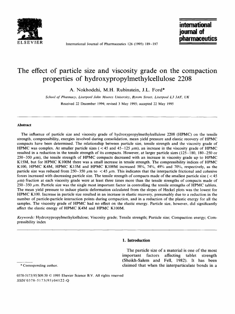The Effect of Particle Size and Viscosity Grade On The Compaction ...