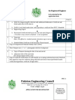 Pakistan Engineering Council: Application Form For Registered Engineer