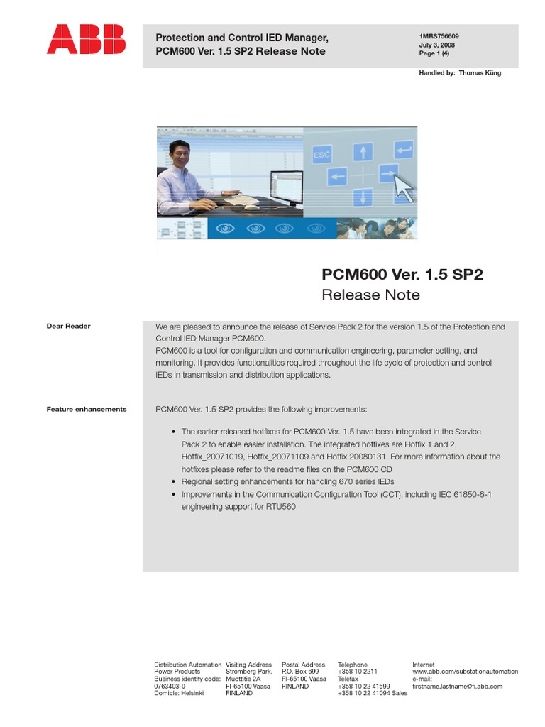 PCM600 Ver. 1.5 SP2: Release Note | PDF