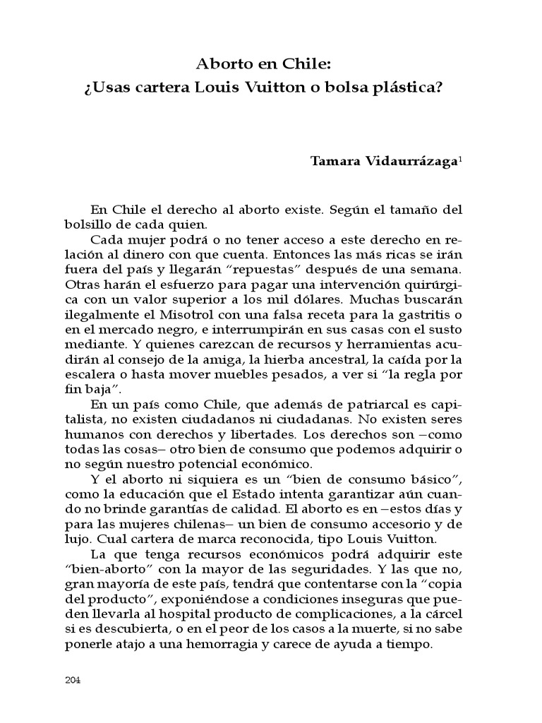 Aborto en Chile: ¿Usas Cartera Louis Vuitton o Bolsa Plástica?, PDF, Chile