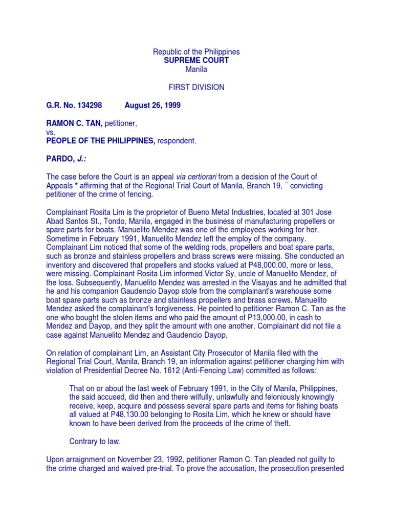 Anti Fencing Law PDF Theft Robbery