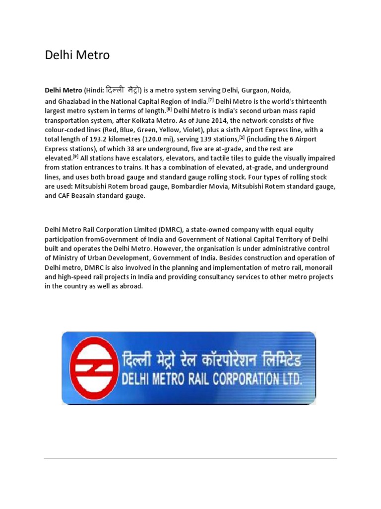 Overview of Delhi Metro System | PDF | Crane (Machine) | Industries
