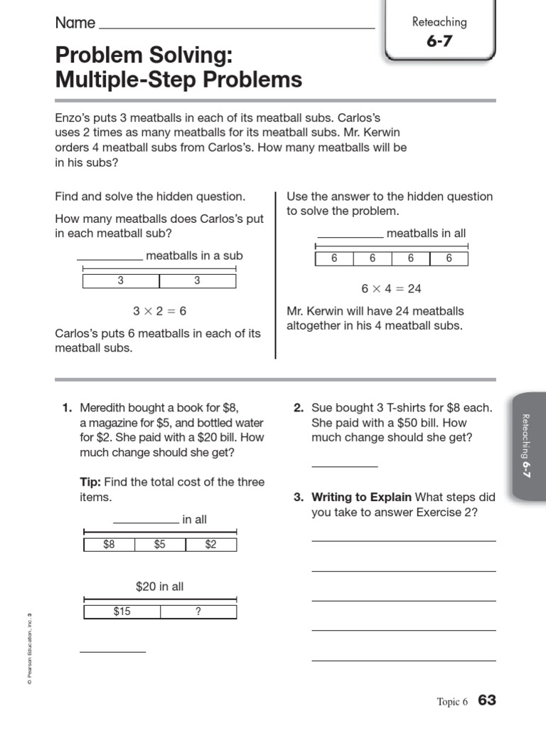Problem solving multiple step problems 2 sue bought 3 t shirts for