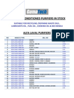 Purifiers (Alfa Laval, Westfalia & Mitsubishi Make) Stock List