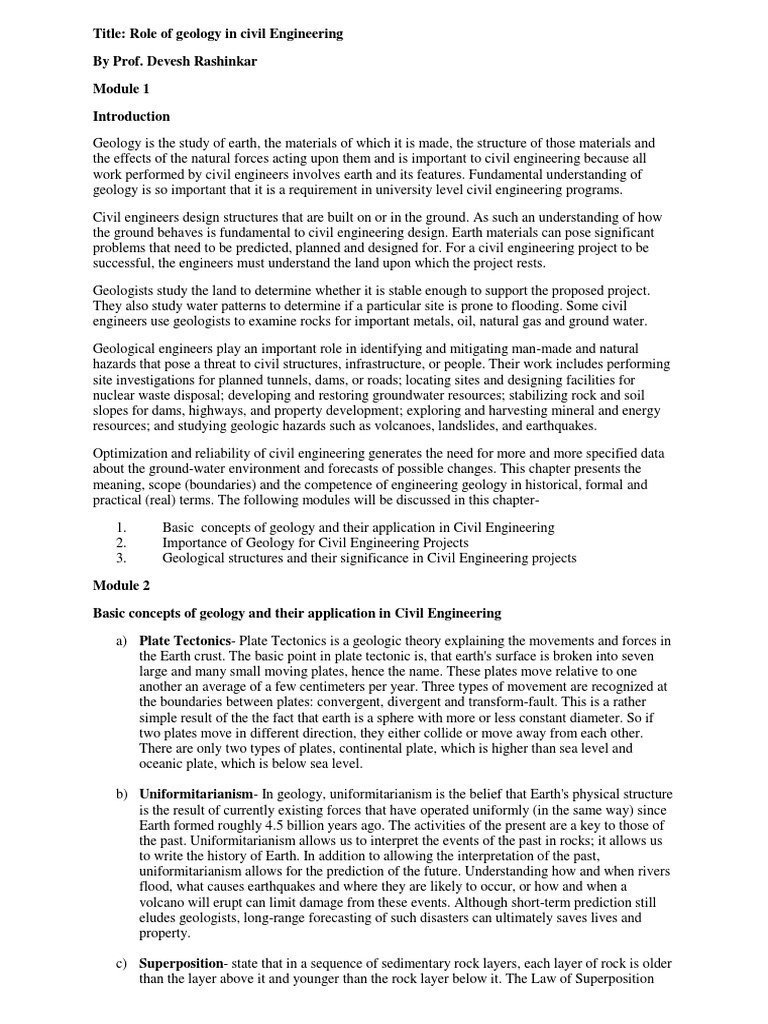 Geology's Role in Civil Engineering | PDF | Landslide | Fault (Geology)
