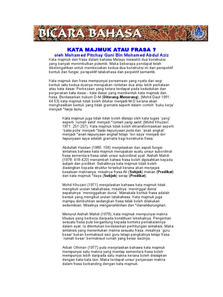 Kata Majmuk Atau Frasa Pdf
