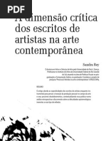 A Dimensão Critica Dos Escritos de Artistas Na Arte Contemporânea