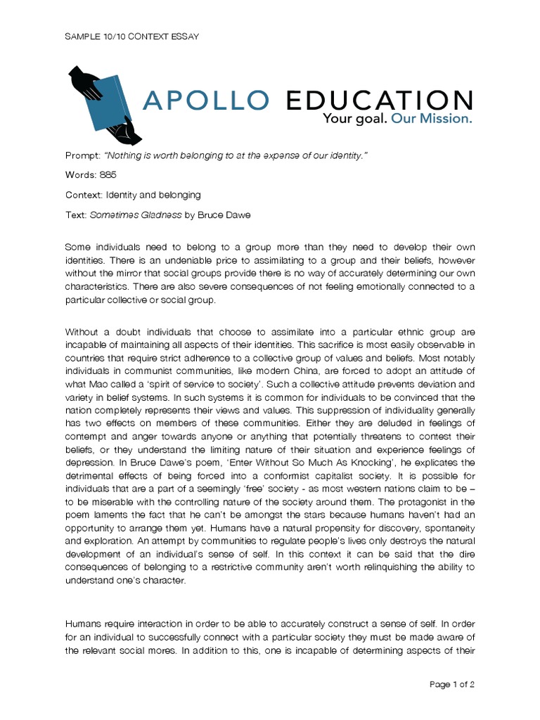 Essay on group identity