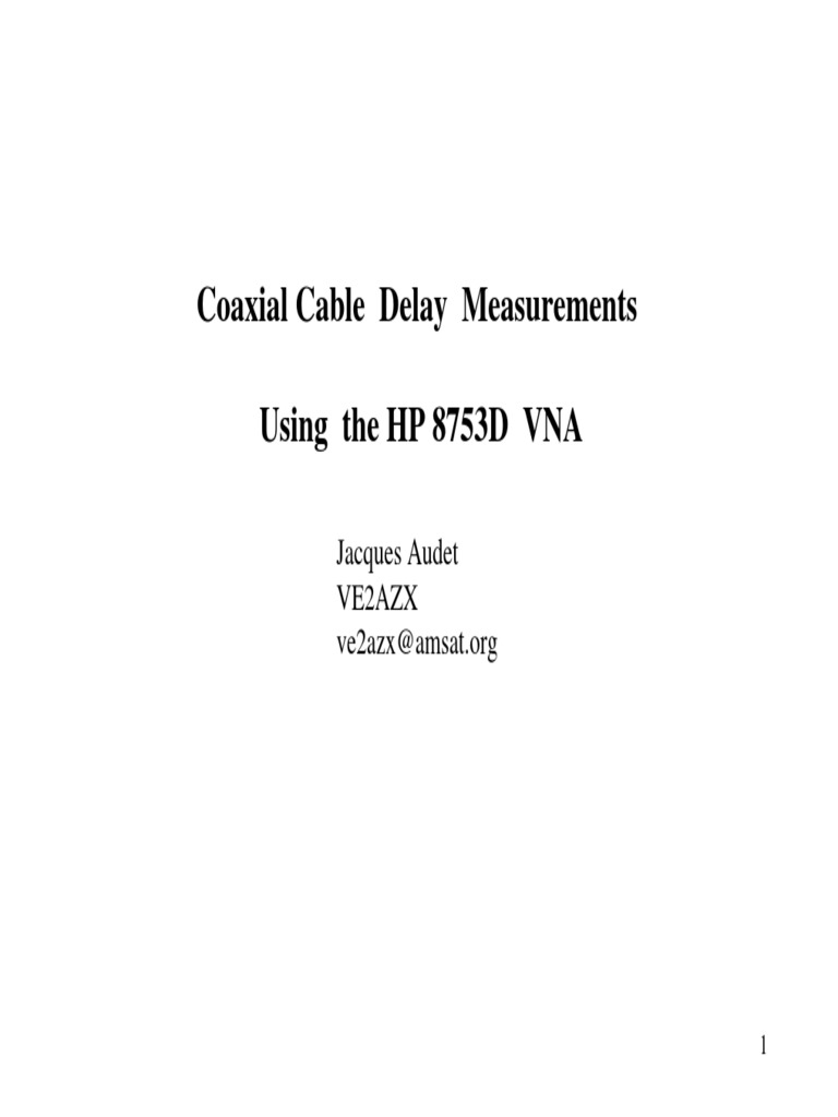 Coaxial Cable Delay Measurements PDF